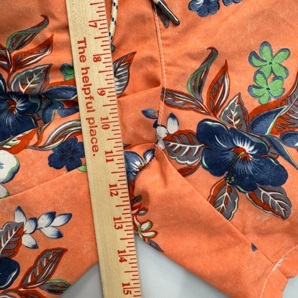 Tommy Bahama Relax Mens Orange Tropical Floral Mesh Lined Swim Trunks Size Med